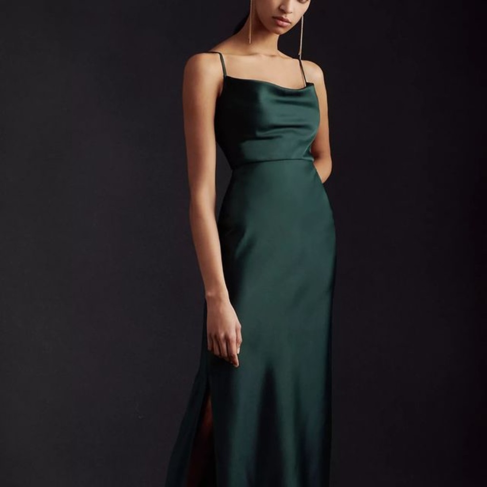 BHLDN Cali Satin Cowl-Neck Midi Slip Dress